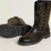 Botas Wish Young de cuero negro con bordado de estrella amarilla