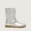 Botas Young Wish de cuero metalizado plateado con bordado de estrellas