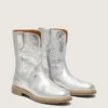 Botas Young Wish de cuero metalizado plateado con bordado de estrellas