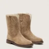 Botas Wish para niños en gamuza gris paloma con bordado de estrellas