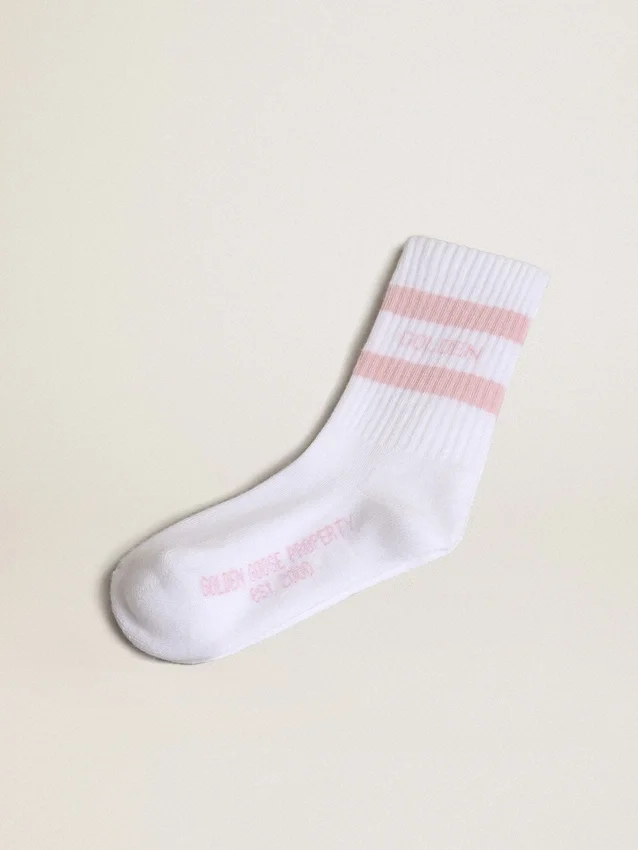 Calcetines acanalados con rayas rosas y logotipo