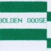 Calcetines de algodón con acabados desgastados, rayas verdes y logotipo