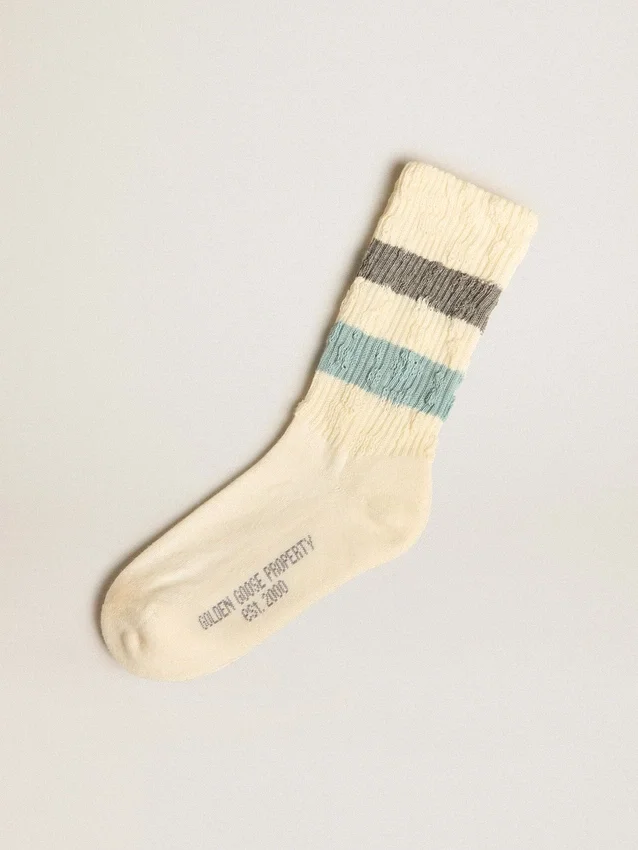 Calcetines en blanco envejecido con rayas bicolores