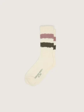 Calcetines en blanco envejecido con rayas multicolores