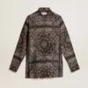Camisa de pijama en gris antracita con estampado de paisley