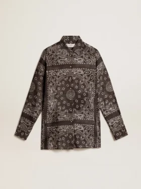 Camisa de pijama en gris antracita con estampado de paisley