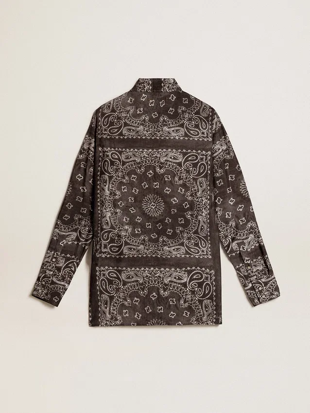 Camisa de pijama en gris antracita con estampado de paisley