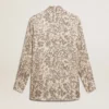 Camisa de pijama para mujer de mezcla de seda con estampado floral