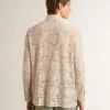 Camisa oversize de encaje transparente color crema