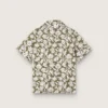 Camisa para niños «Journey» de lona de algodón con estampado floral verde y blanco