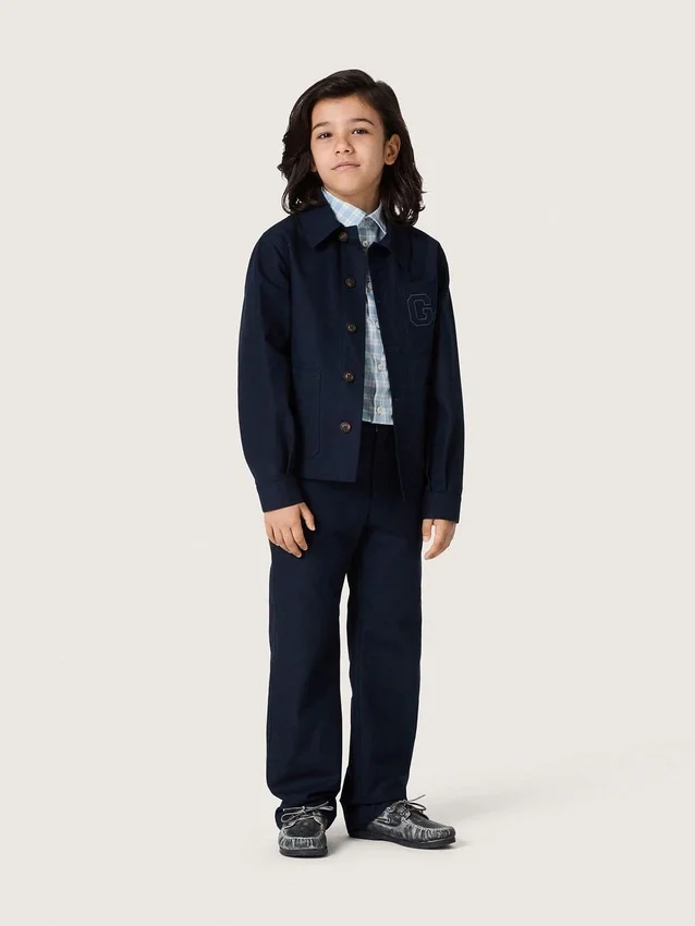 Pantalones chinos unisex Journey de lona de algodón azul con logotipo bordado
