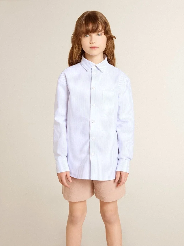 Camisas a rayas para niñas con letras bordadas en el bolsillo