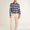 Camisas azules de hombre con diseño de cuadros 3D y estampado en la espalda