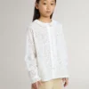 Camisas blancas de algodón con bordado inglés para niñas