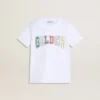 Camisas blancas para niños con estampado dorado multicolor