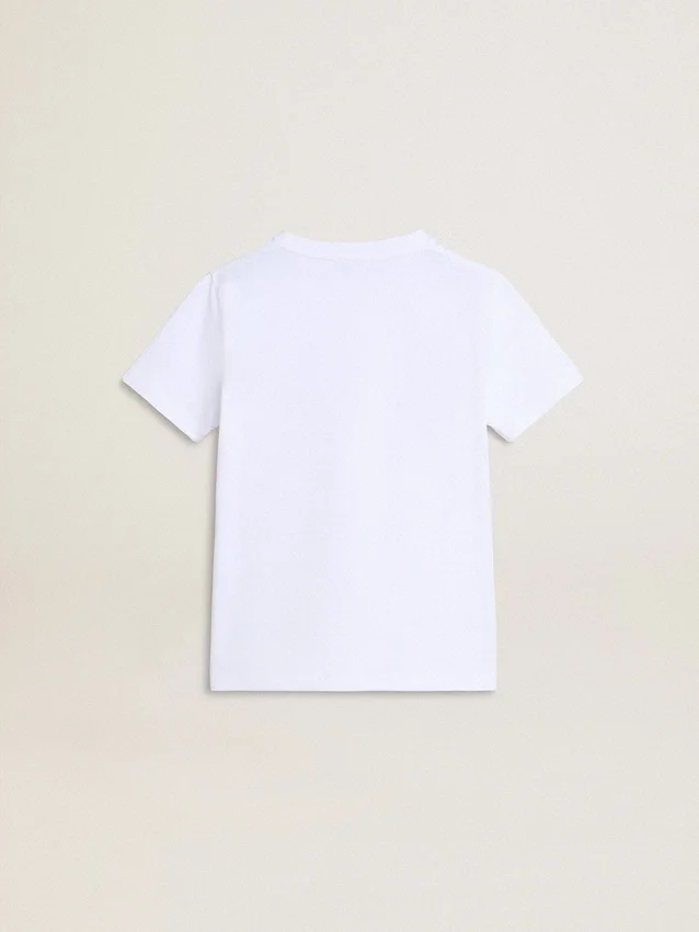 Camisas blancas para niños con estampado dorado multicolor