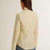 Camisas color crudo con rayas y cristales bordados