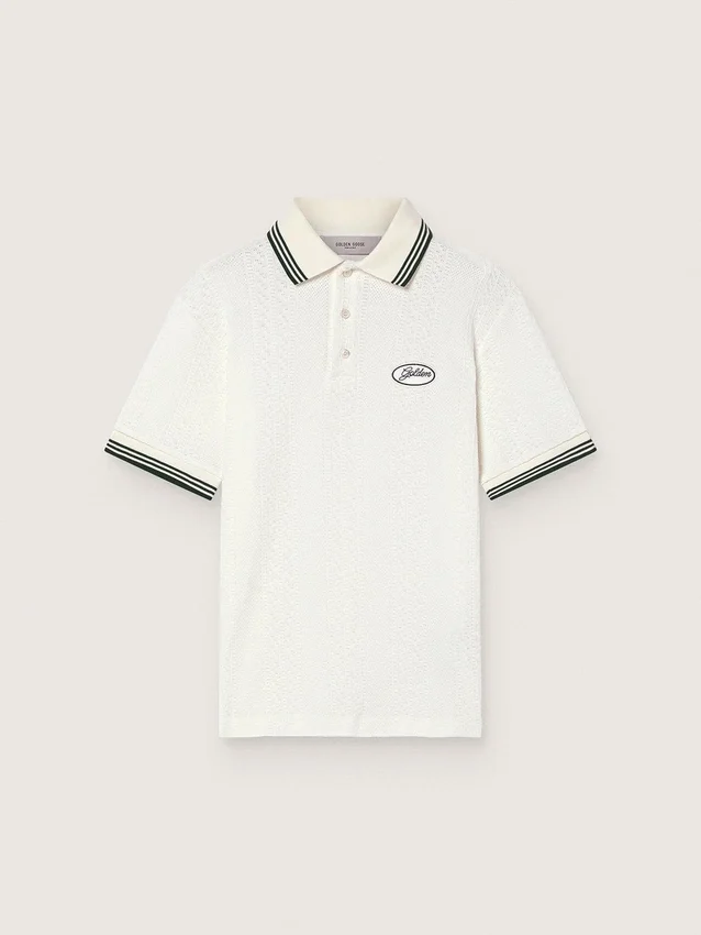 Camisas de algodón blanco para hombre con diseño de jacquard calado