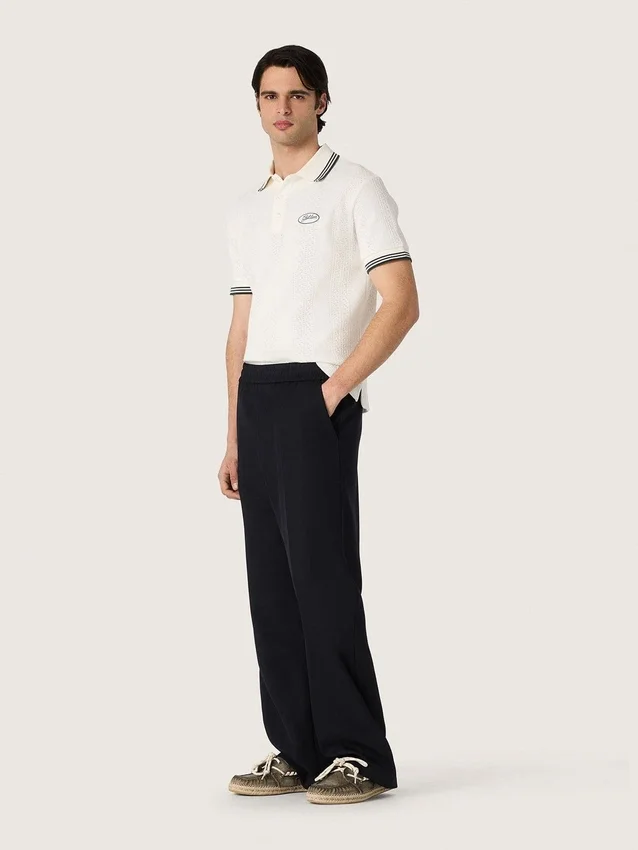 Camisas de algodón blanco para hombre con diseño de jacquard calado