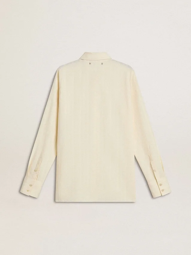 Camisas de algodón color crema para mujer con bordado floral