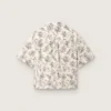 Camisas de algodón de corte recto para mujer con estampado floral en blanco y negro
