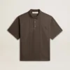 Camisas de algodón para hombre en gris antracita con bordado