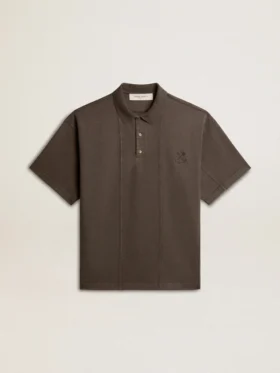 Camisas de algodón para hombre en gris antracita con bordado