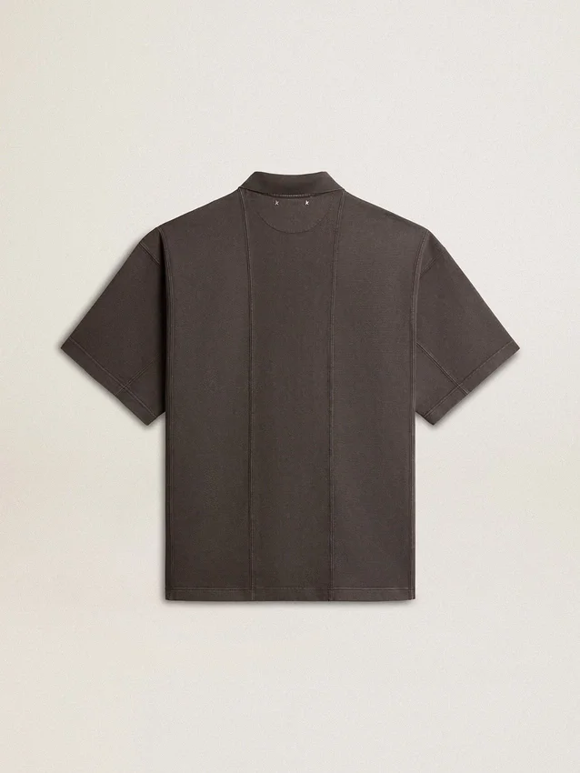 Camisas de algodón para hombre en gris antracita con bordado