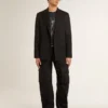 Camisas de algodón para hombre en negro desgastado con estampado en el frente