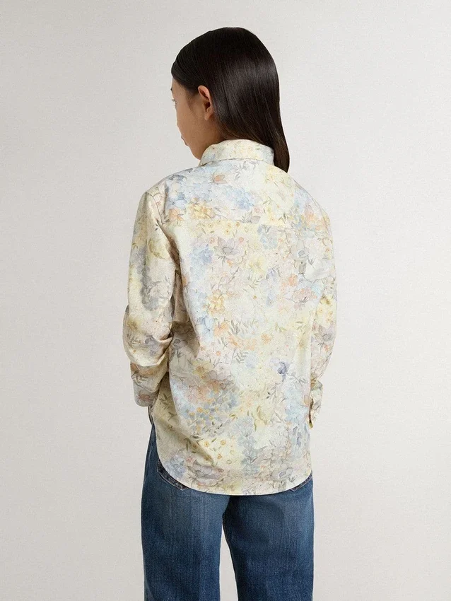 Camisas de algodón para niñas con estampado floral multicolor