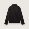 Camisas de hombre de sarga de lana negra con detalles de satén negro