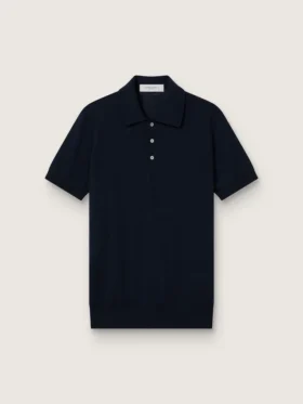 Camisas de manga corta para hombre en lana merino azul marino