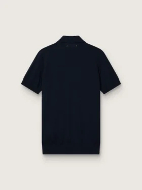 Camisas de manga corta para hombre en lana merino azul marino
