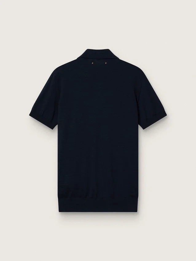 Camisas de manga corta para hombre en lana merino azul marino