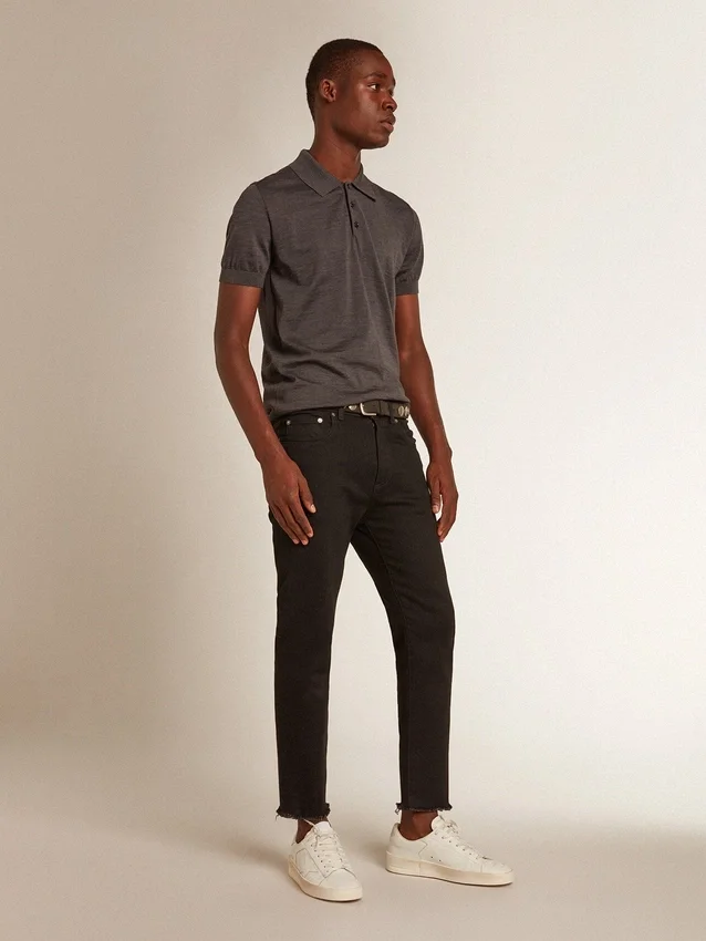 Camisas de manga corta para hombre en lana merino gris