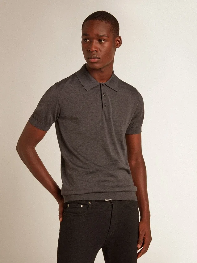 Camisas de manga corta para hombre en lana merino gris