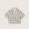 Camisas de manga corta para niñas Journey en lona de algodón blanca con estampado floral verde