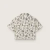Camisas de manga corta para niñas Journey en lona de algodón blanca con estampado floral verde