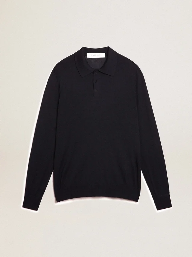 Camisas de manga larga para hombre en lana merino azul marino