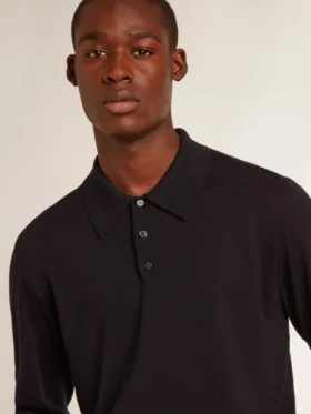 Camisas de manga larga para hombre en lana merino azul marino