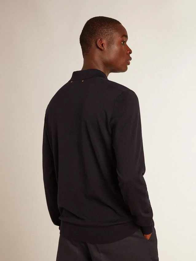 Camisas de manga larga para hombre en lana merino azul marino