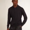 Camisas de manga larga para hombre en lana merino azul marino