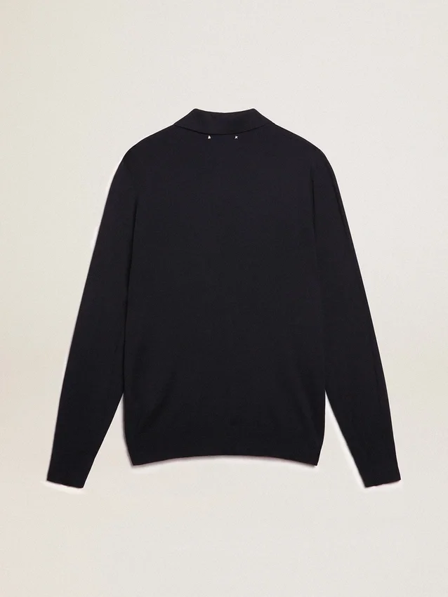Camisas de manga larga para hombre en lana merino azul marino