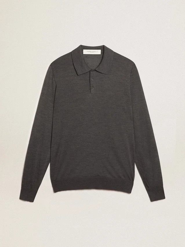 Camisas de manga larga para hombre en lana merino gris
