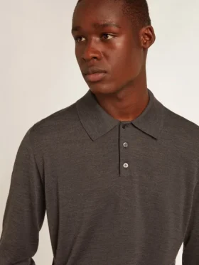 Camisas de manga larga para hombre en lana merino gris