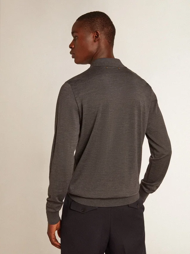 Camisas de manga larga para hombre en lana merino gris