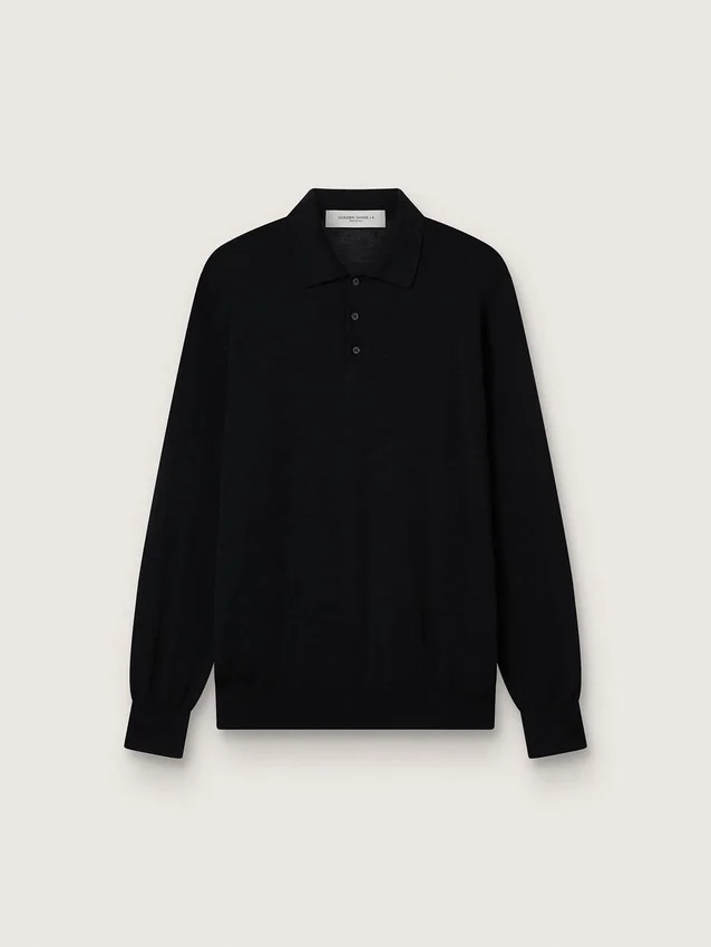 Camisas de manga larga para hombre en lana merino negra