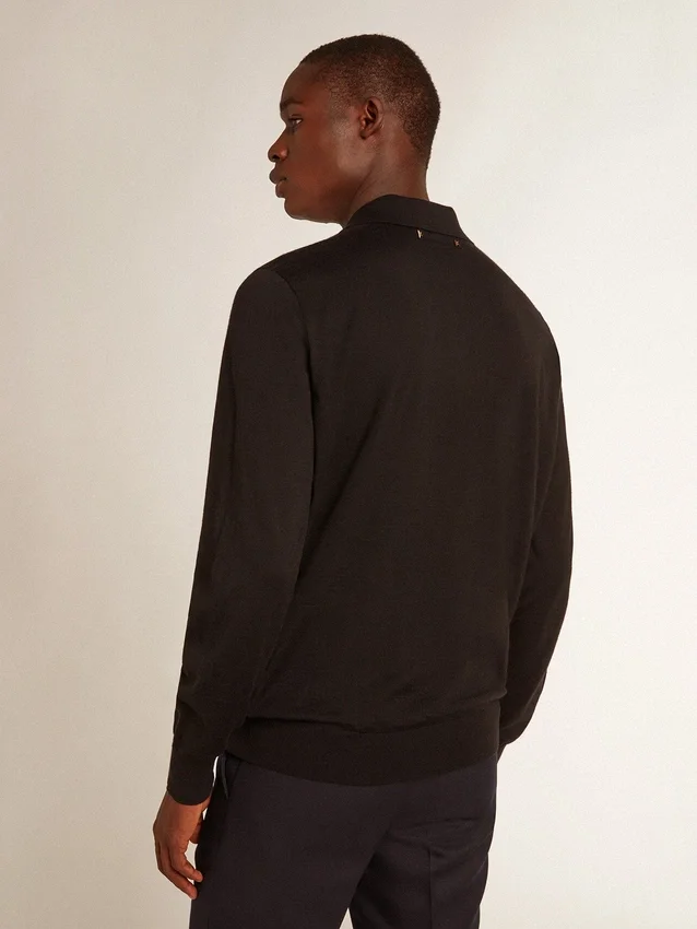 Camisas de manga larga para hombre en lana merino negra