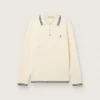 Camisas de manga larga para hombre en tejido de punto blanco con bordes en contraste y un broche removible