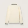 Camisas de manga larga para hombre en tejido de punto blanco con bordes en contraste y un broche removible